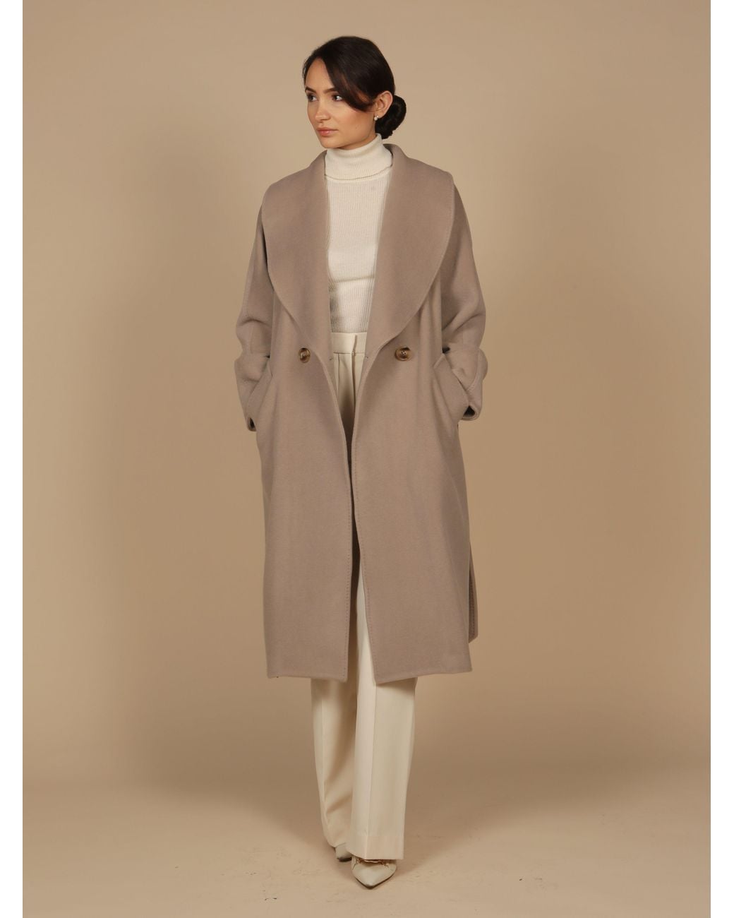 Santinni Brown 'Hepburn' 100% Italian Virgin Wool & Cashmere Coat