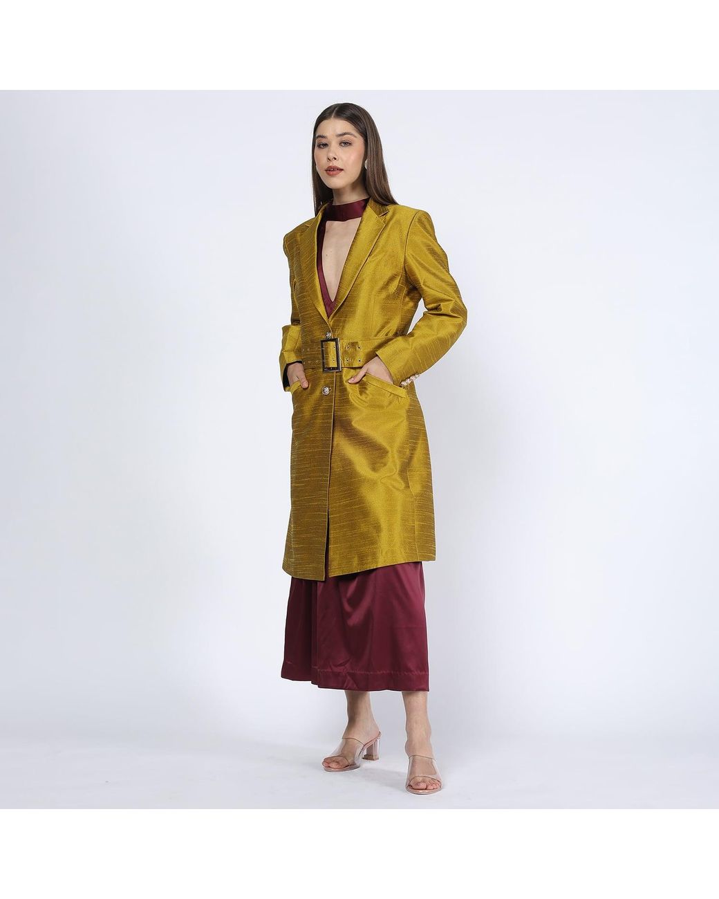 Richa Sharma Green Luxury Long Coat