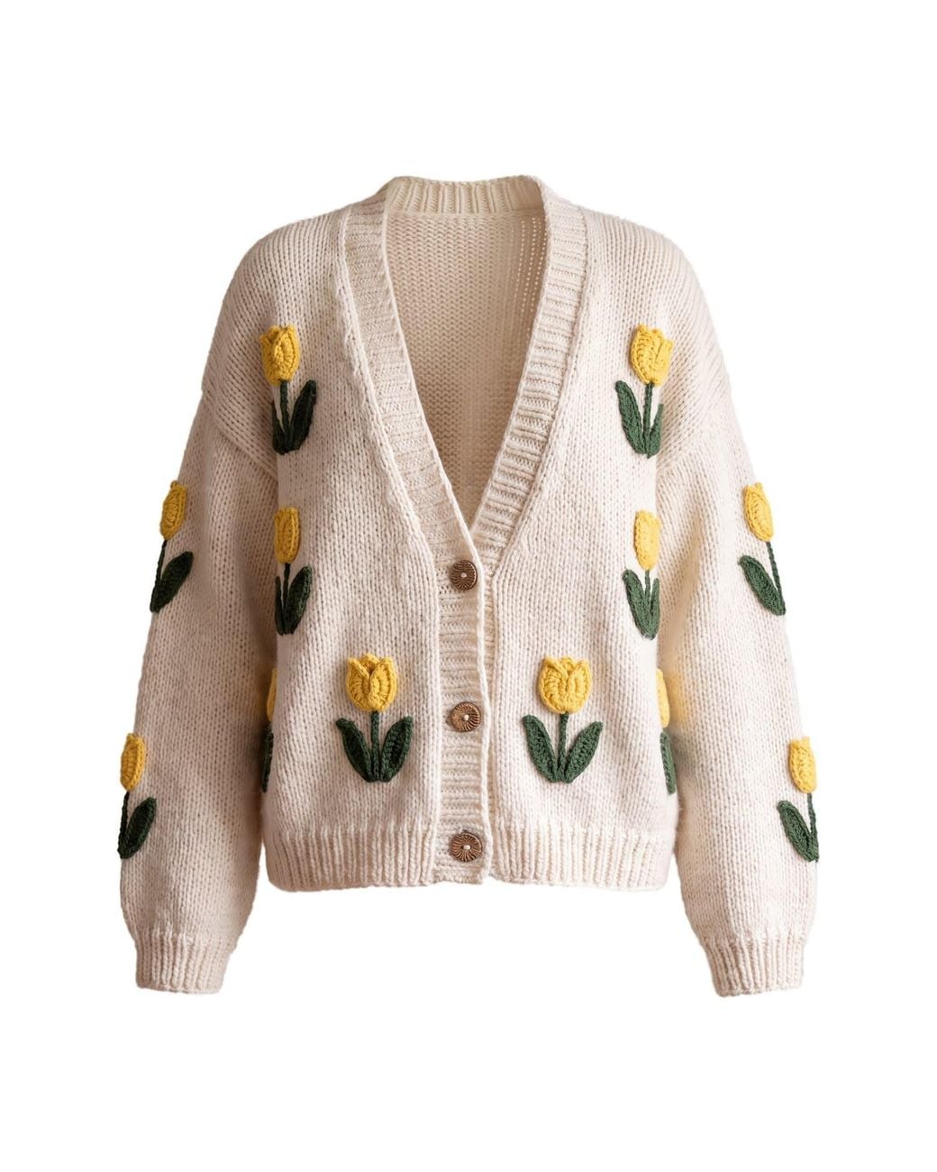 Ana Chic Natural Neutrals Tulip Handmade Knitted Cardigan