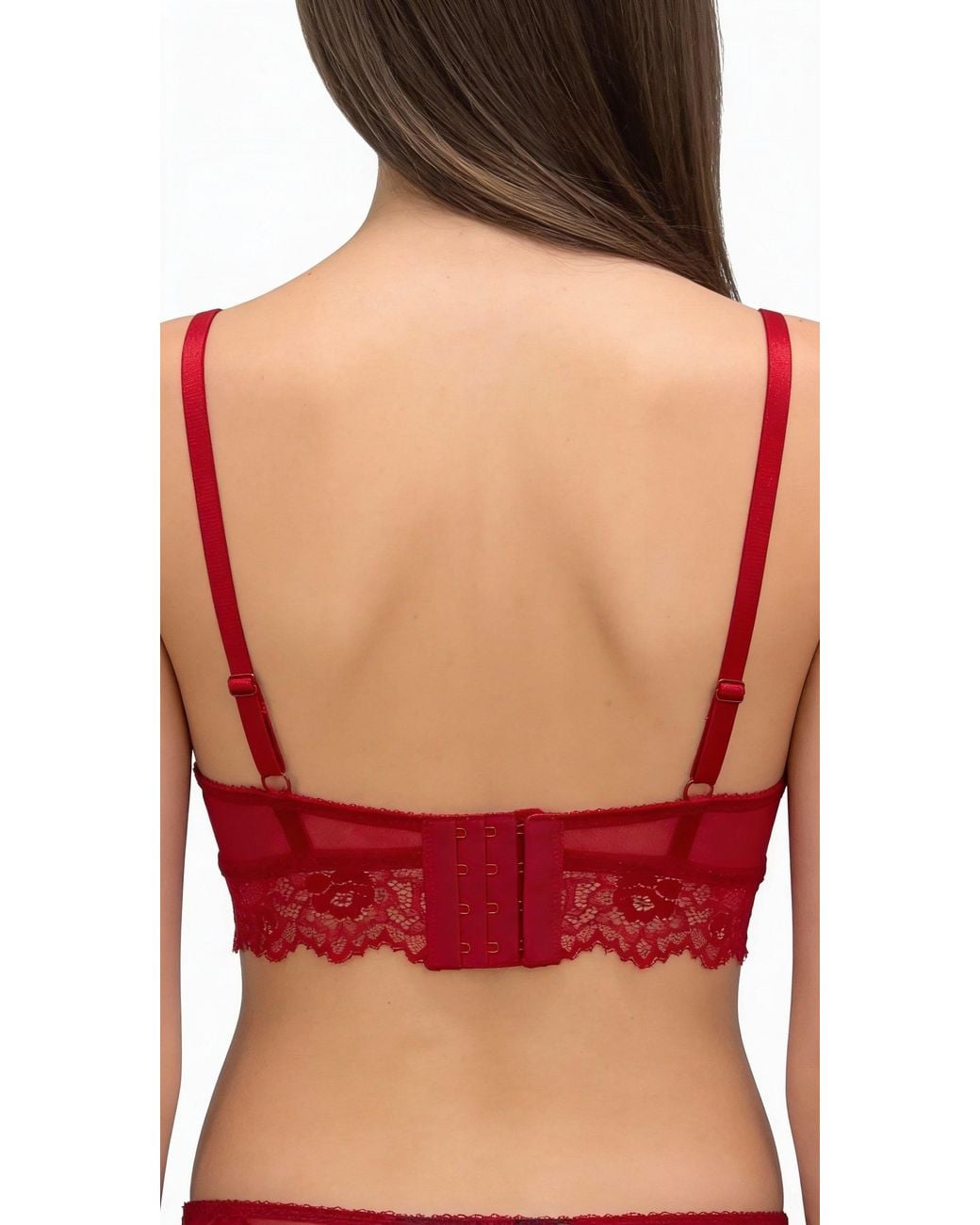 Carol Coelho Red Ruby Nocturne Longline Lace Unlined Demi-Push Up Bra