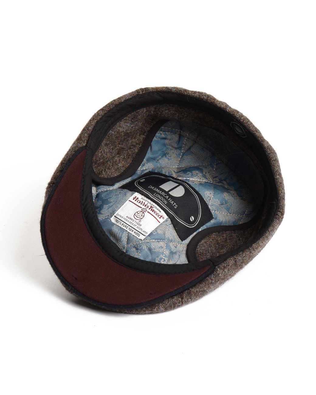 Dasmarca Hats Brown Aaron Harris Tweed Wool Cap With Earflaps for men