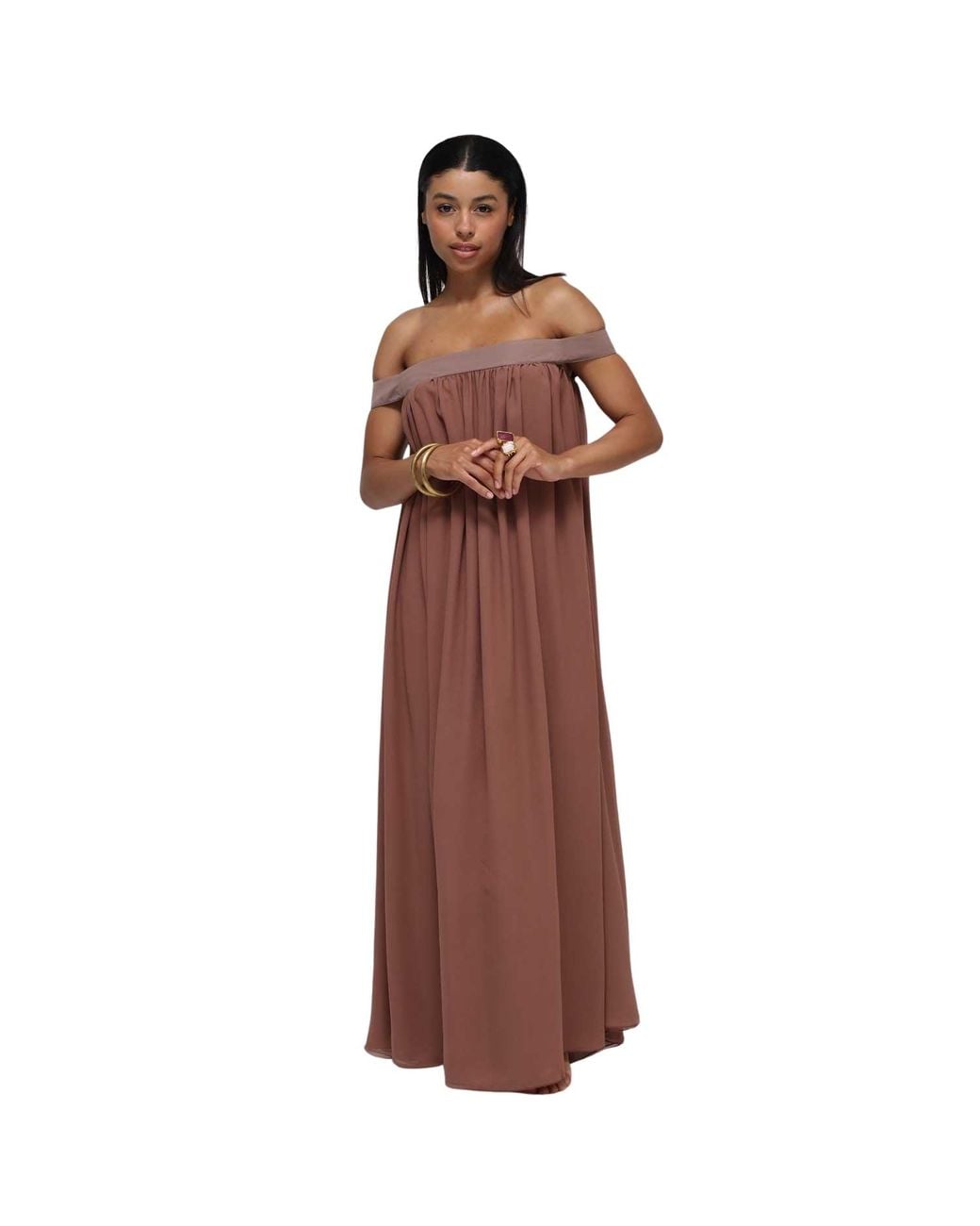Humans & Land Brown The Bilqis – Chiffon Silk Dress