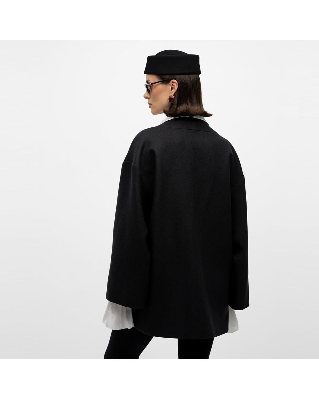 Mandragora Black Oversized Wool Kimono With Belt Arke