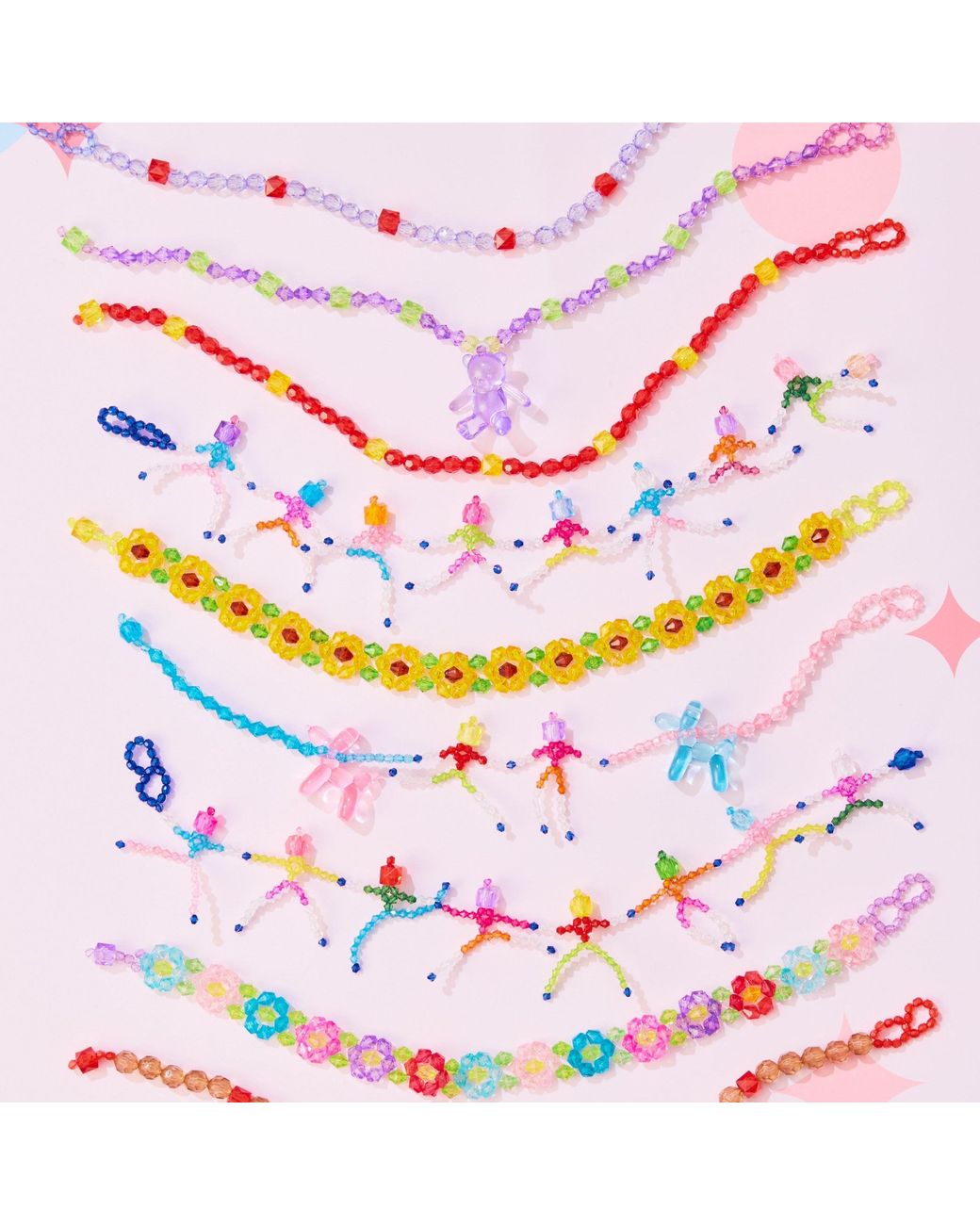 Tillie Beads Blue Colorful Skeleton Parade Bead Necklace