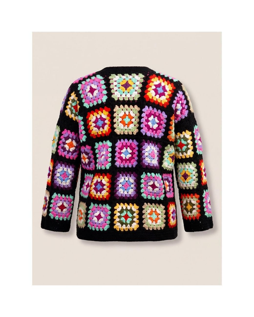 Ana Chic Red Granny Square Handmade Crochet Cardigan
