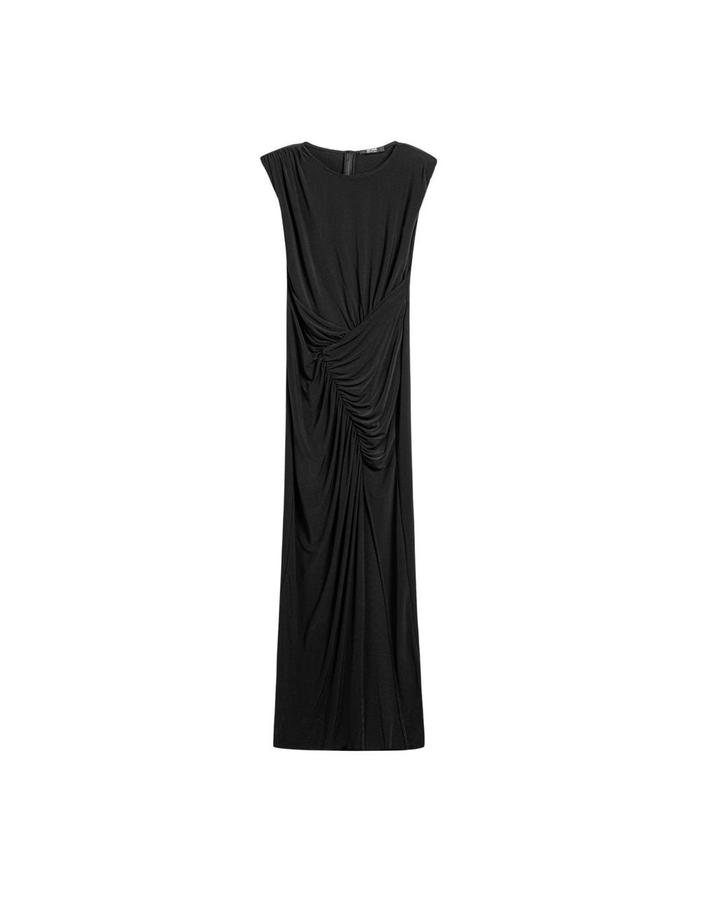Nocturne Black Ruched Side-Slit Maxi Dress