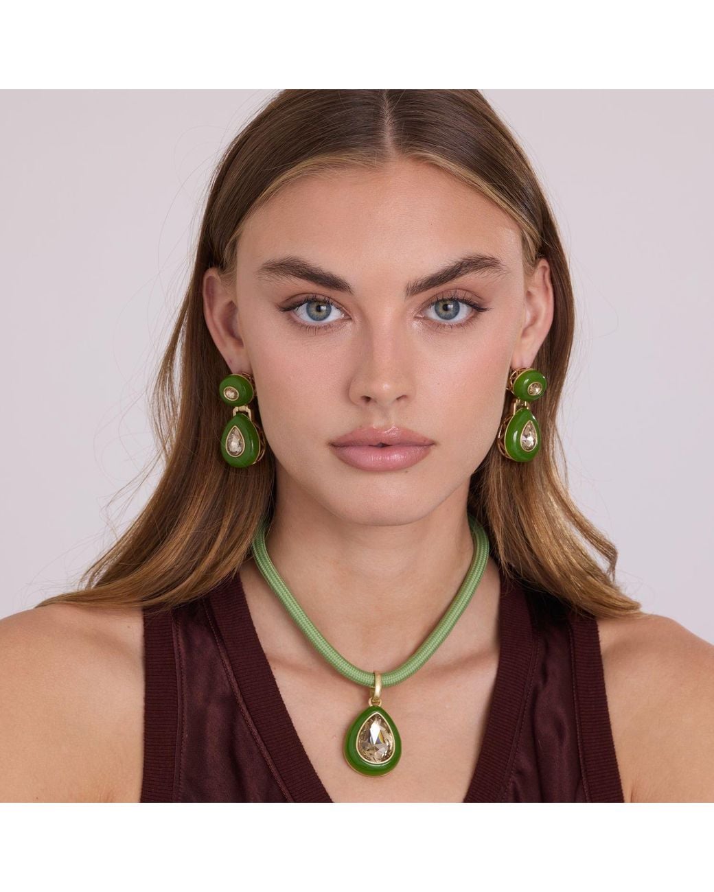 Michael Nash Jewelry Green Lena Resin And Light Topaz Earrings
