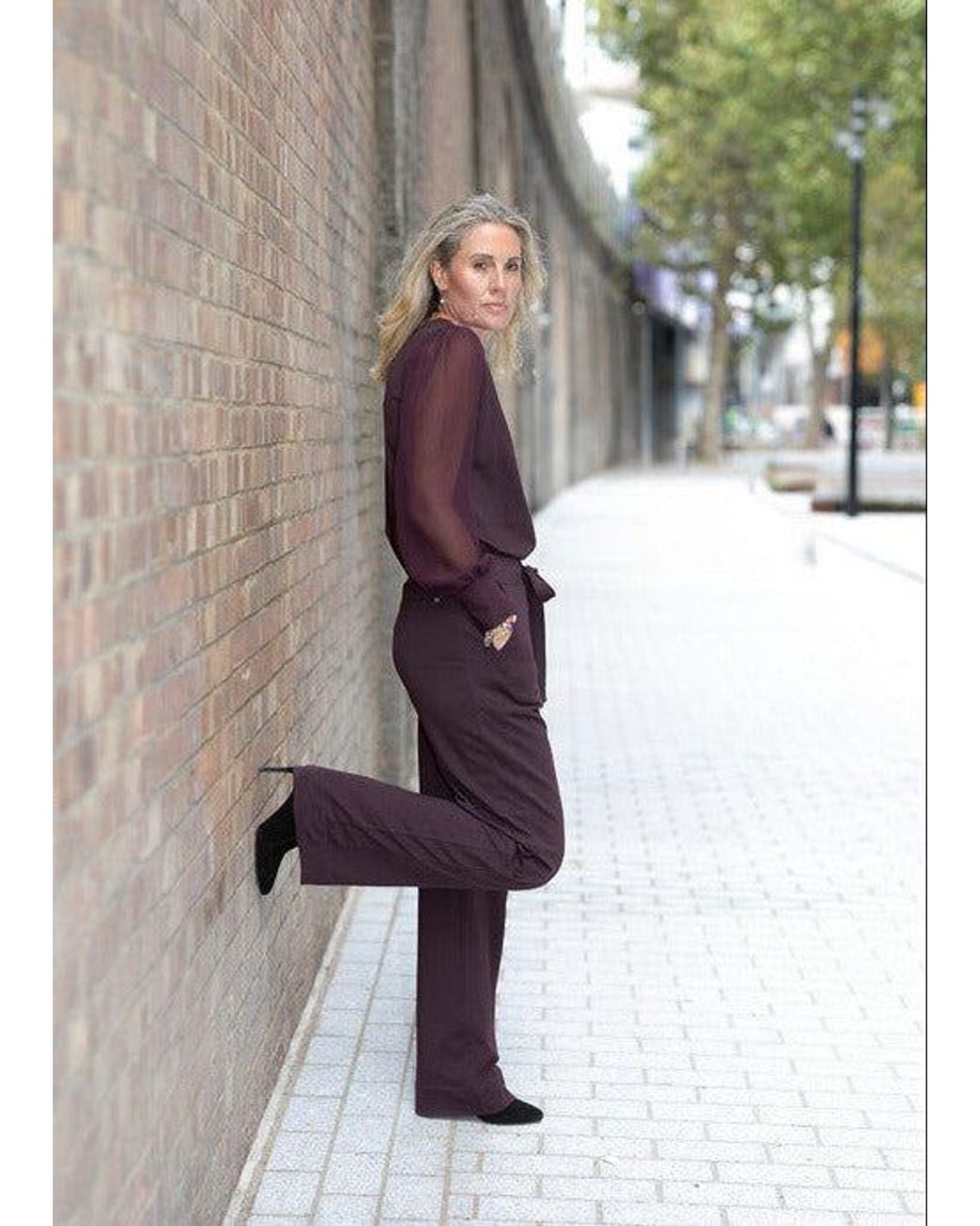 Weartwo London Purple Goddess Wide Leg Trousers, Burgundy