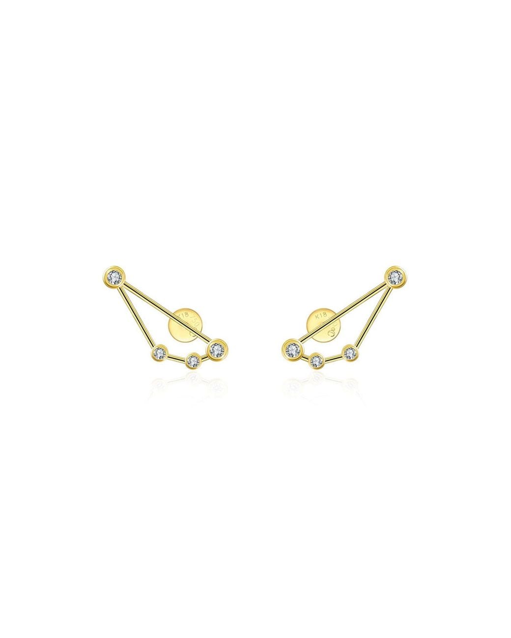 Genevieve Collection Metallic Capricorn Zodiac Constellation Earring 18K & Diamond