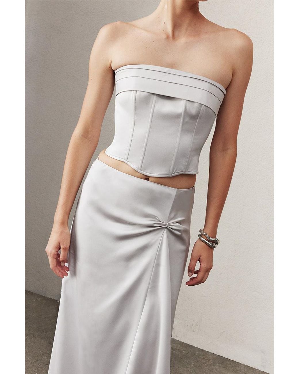 NAZLI CEREN White Corinne Satin Skirt