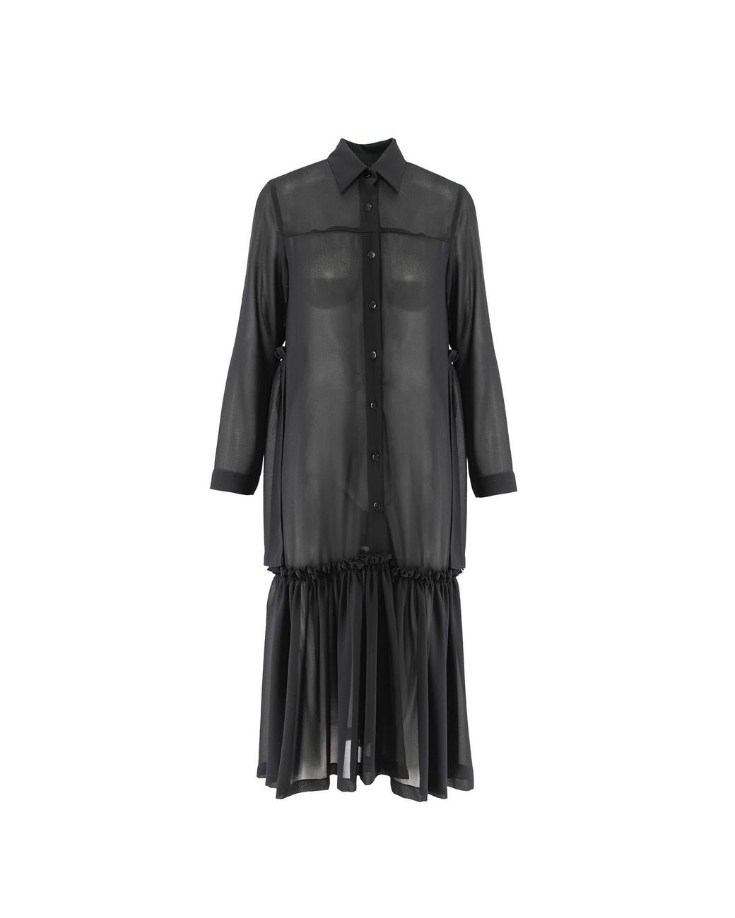 Silvia Serban Black Frill Shirt Dress