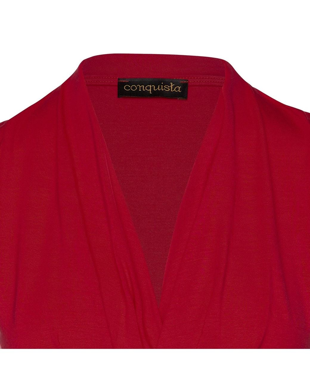 Conquista Red Faux Wrap Sleeveless Top