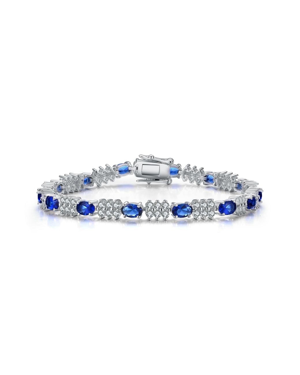 Genevive Jewelry Blue Rachel Glauber Classic Plated Tennis Bracelet