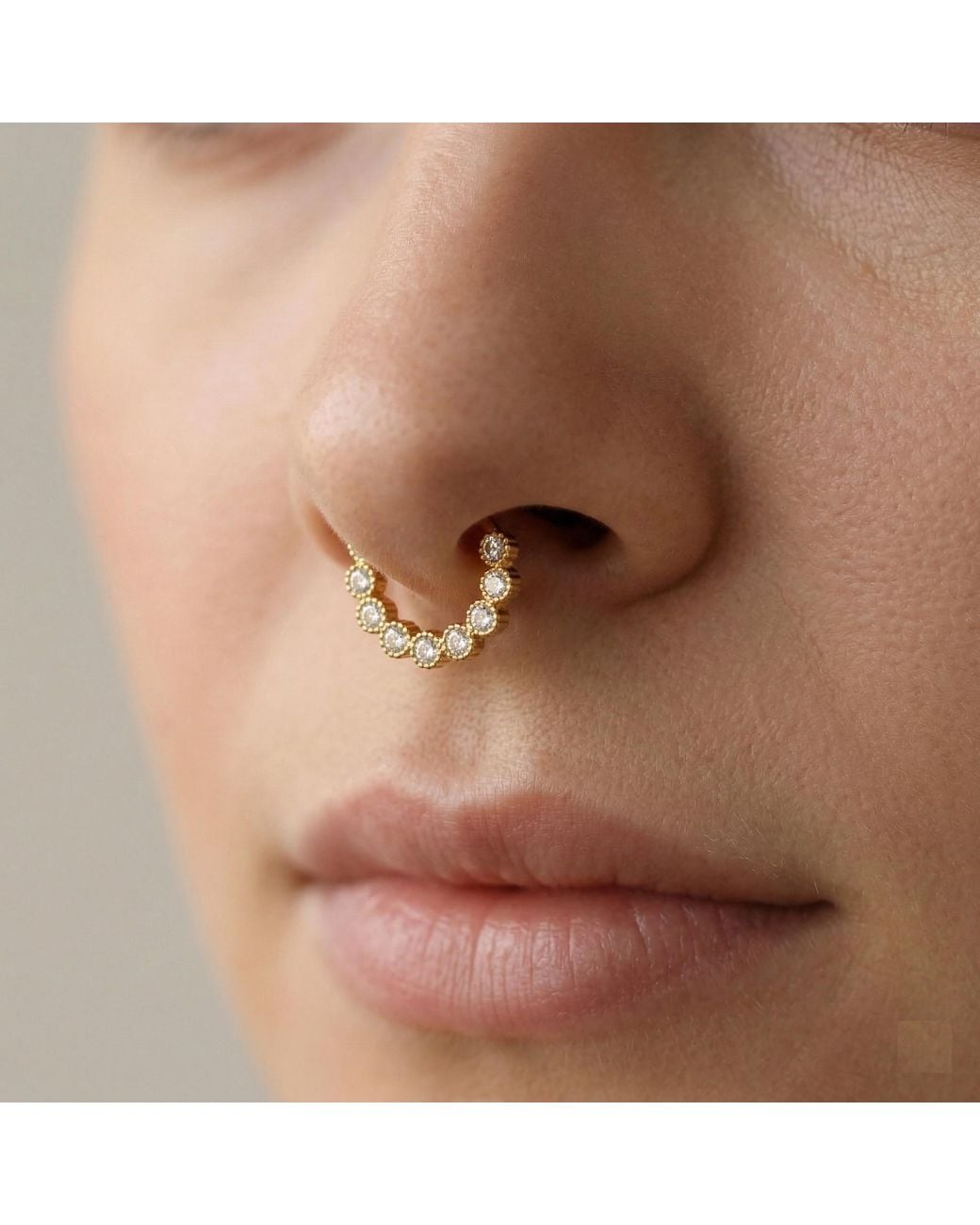 Zahav Jewelry Metallic 10K Solid Cz Clicker Hoop