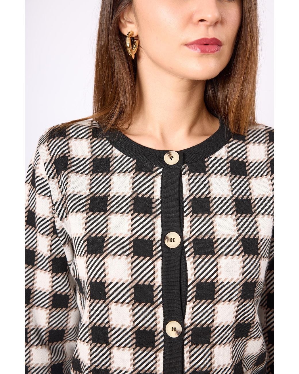 Peraluna Black Diana Plaid Knit Jacket
