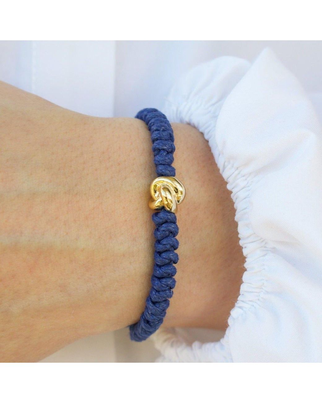 With Love Darling Blue Knot String Bracelet Siver
