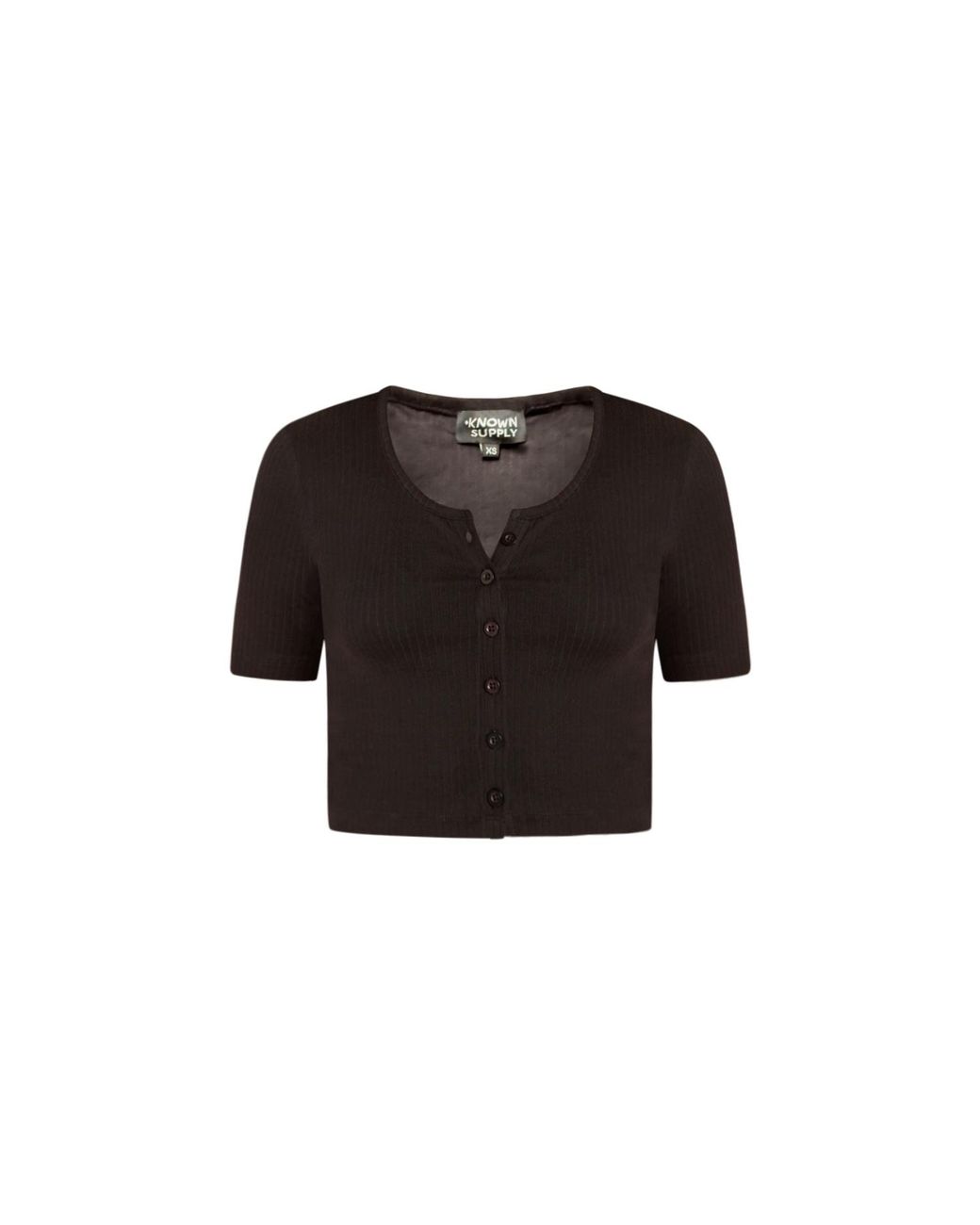 Known Supply Black Cropped Button Up Shirt
