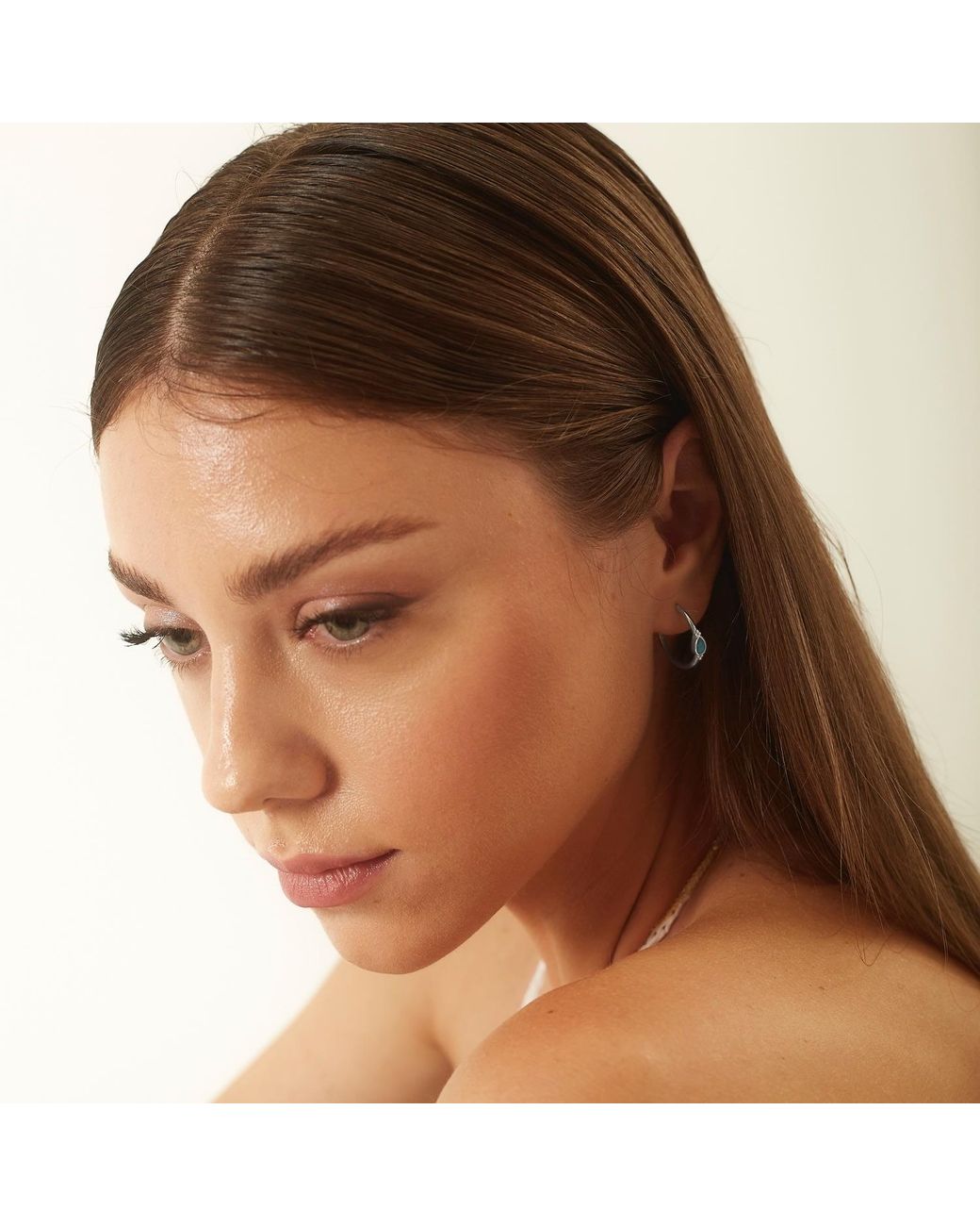 Spero London Metallic Drop Solitaire Earring Sterling