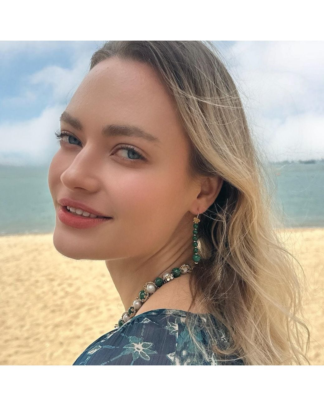Farra Green Malachite Drops With Butterfly Hook Earrings