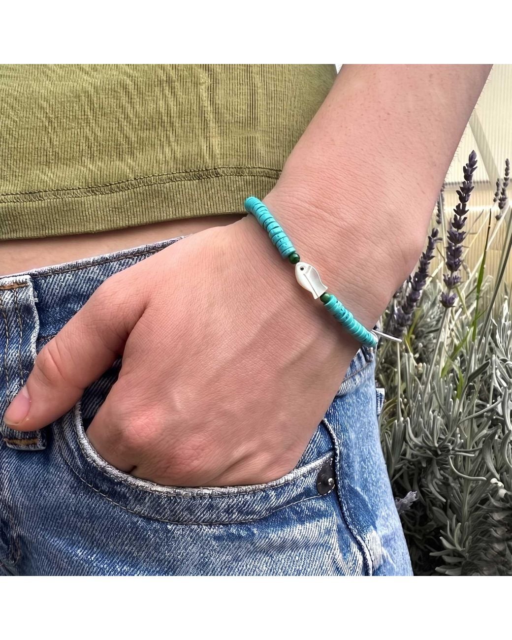 Kris Nations Blue Mother Of Pearl Fish Bracelet