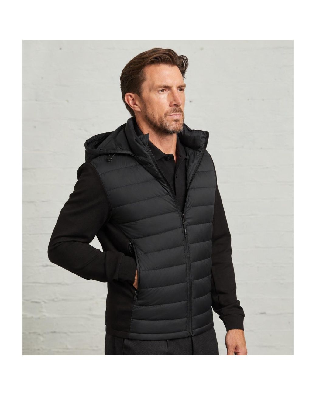 Guards London Black Bale Hybrid Quilt & Interlock Zip Jacket for men
