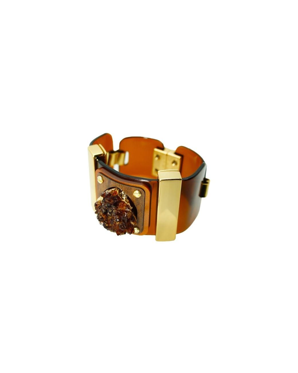 Gissa Bicalho White Handmade Acrylic Bracelet Slope Citrine Amber