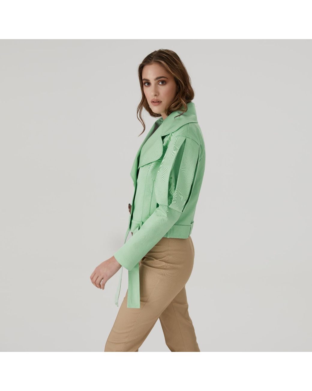 Lita Couture Green Statement Jacket With Oversized Lapels