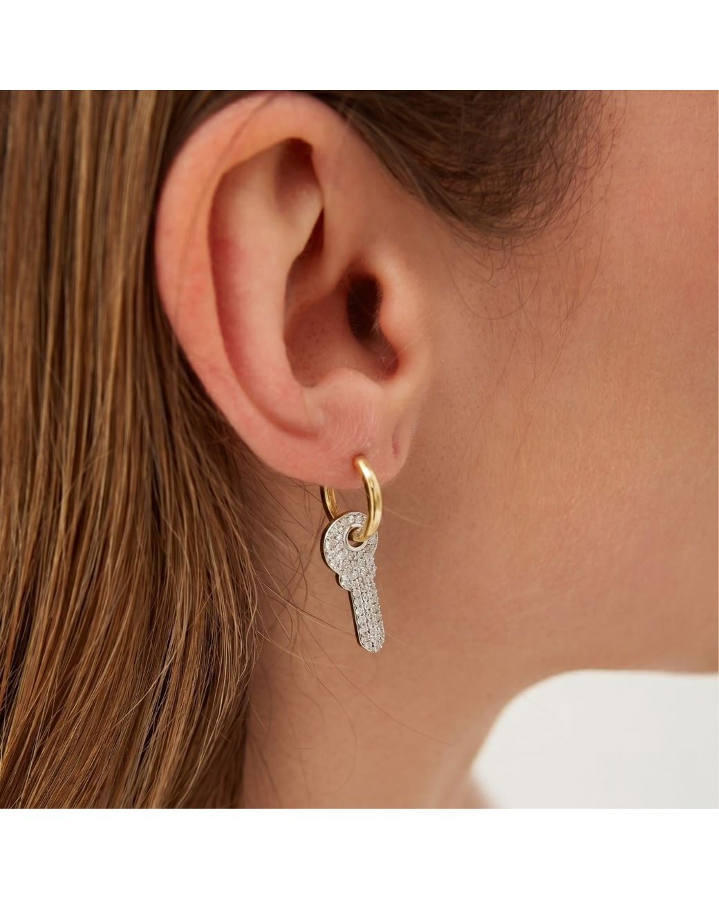 Spero London Metallic Key Color Hoop Sterling Earring