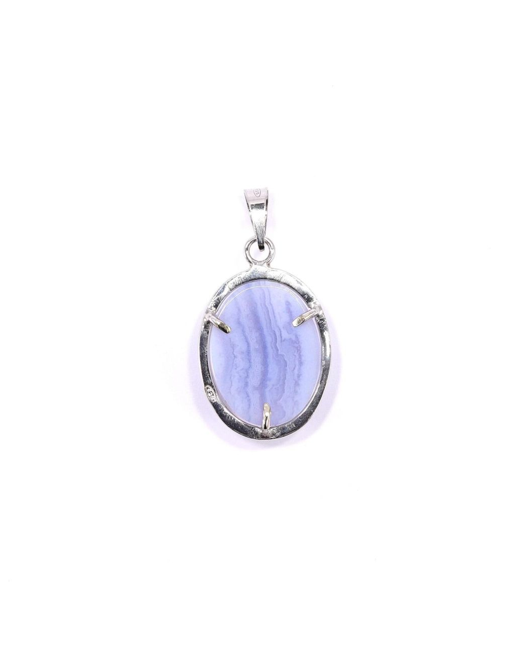Mineralgems•Studio Blue Chalcedony Pendant With Sterling Chain
