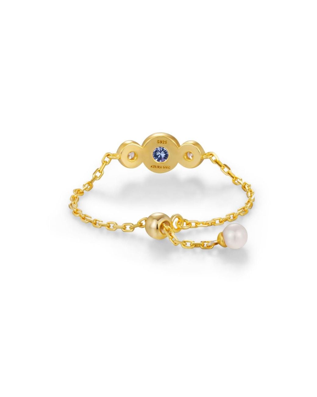 Azura Jewelry New York Metallic Birthstone Chain Ring Vermeil