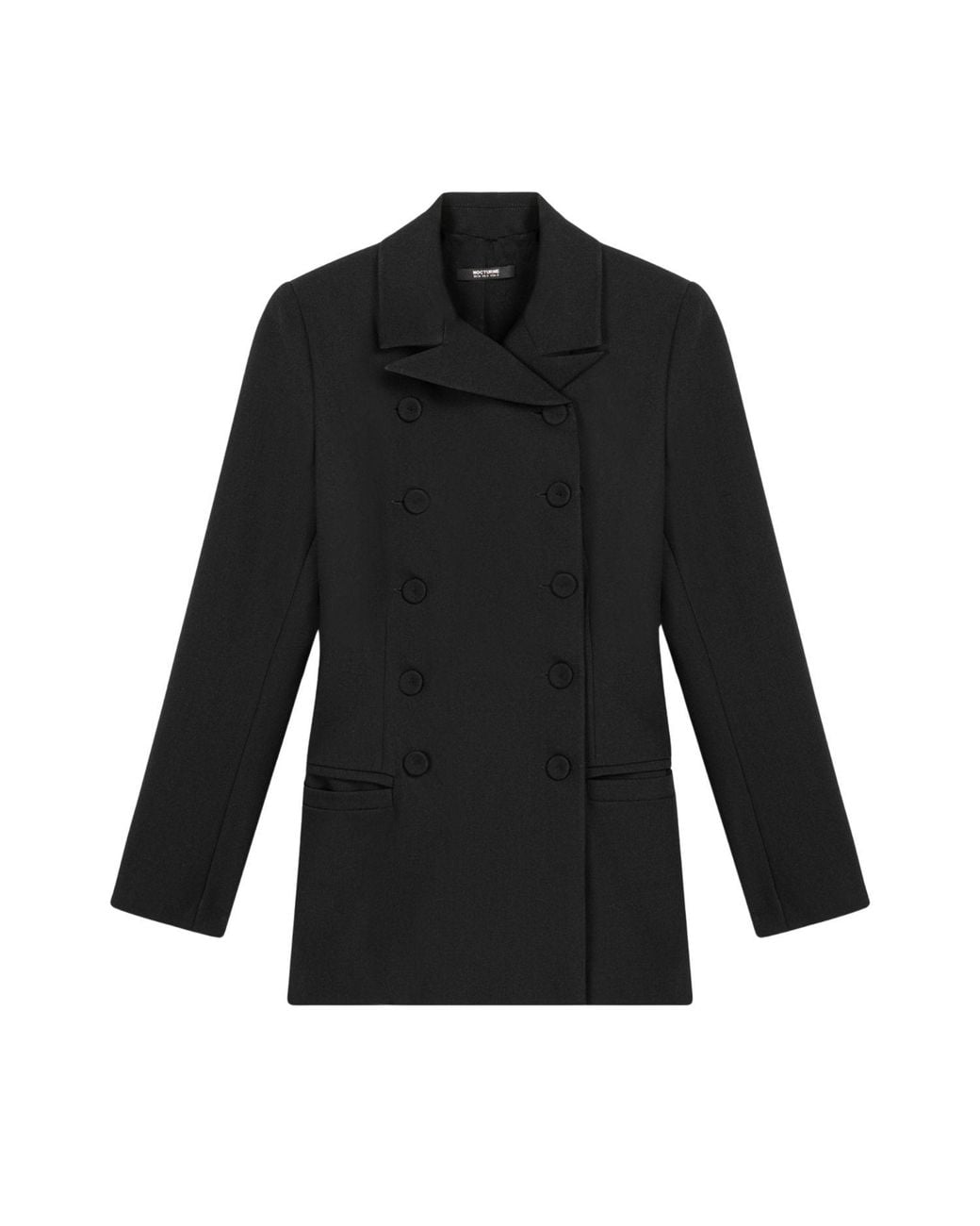 Nocturne Black Padded Shoulder Double Breasted Jacket