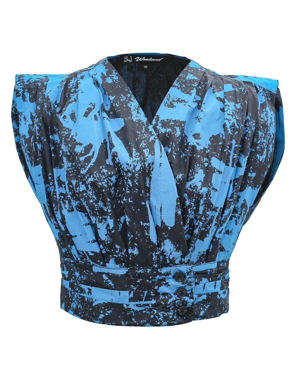 Smart and Joy Blue Cross-Heart Crop Top