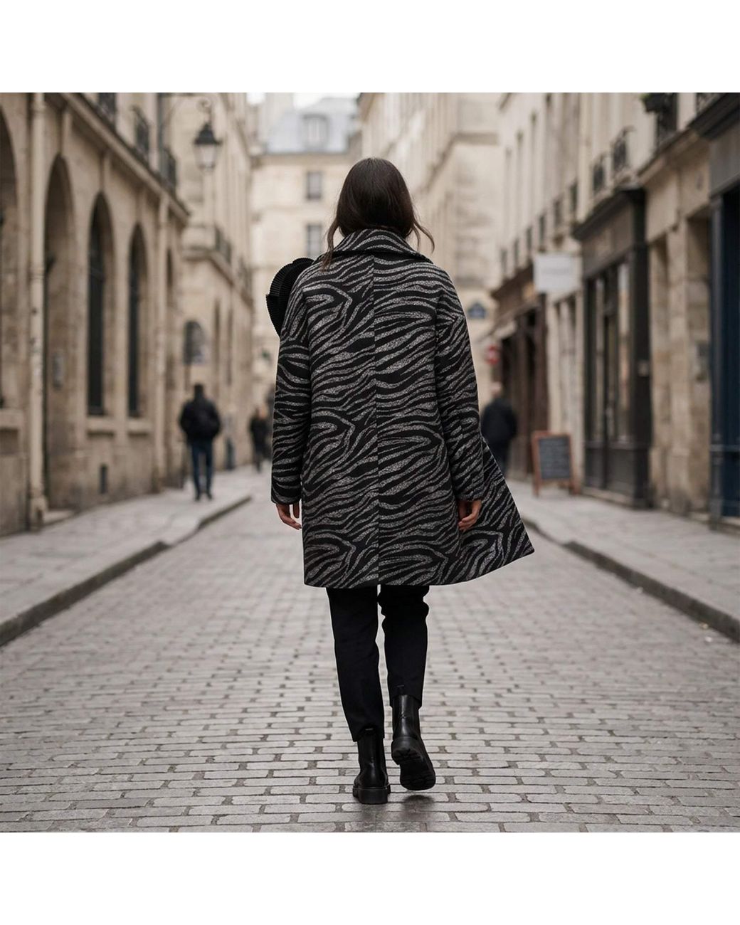 N'Onat Black Zebra Bloom Coat