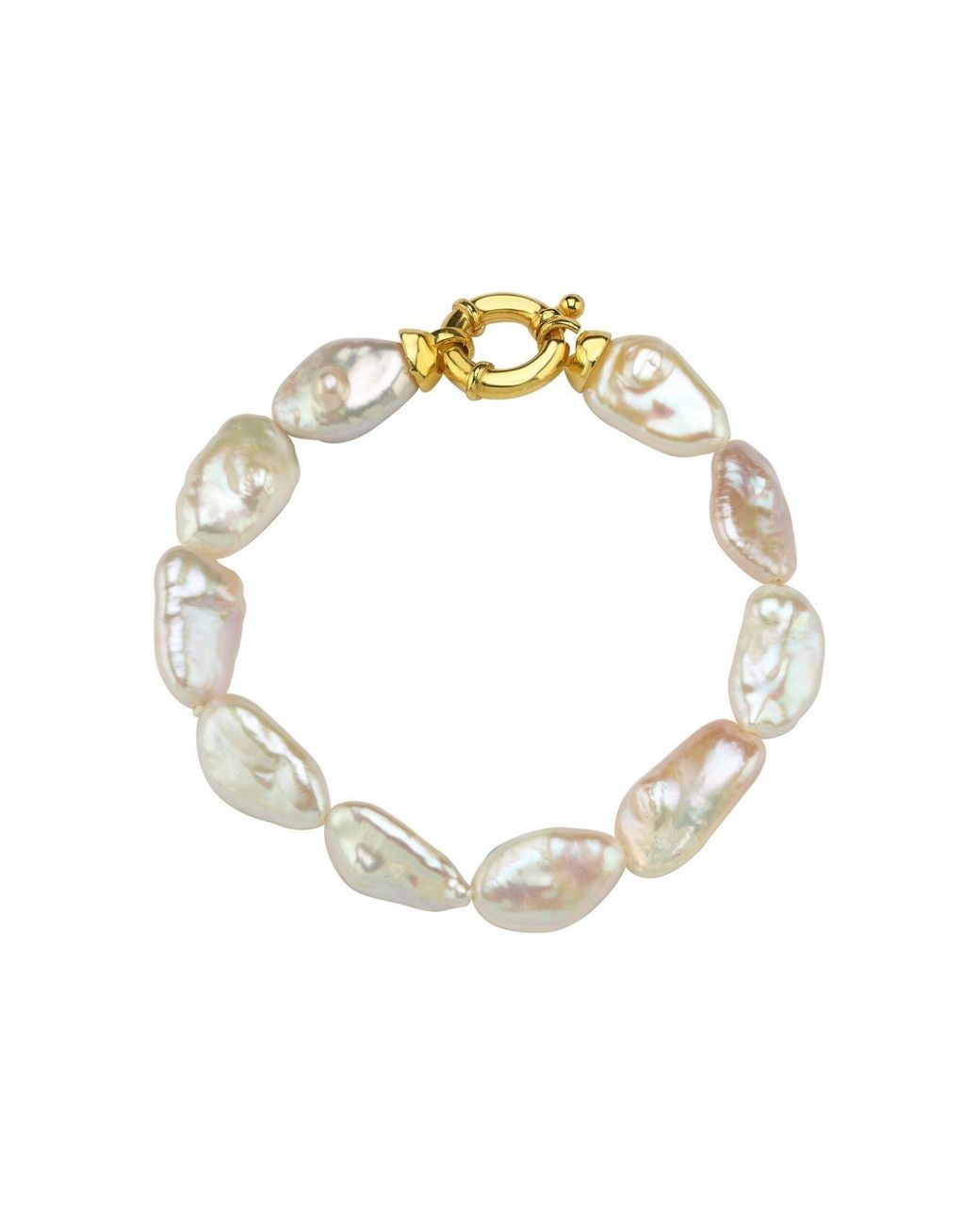LINYA JEWELLERY Metallic Natural Baroque Pearl Bracelet