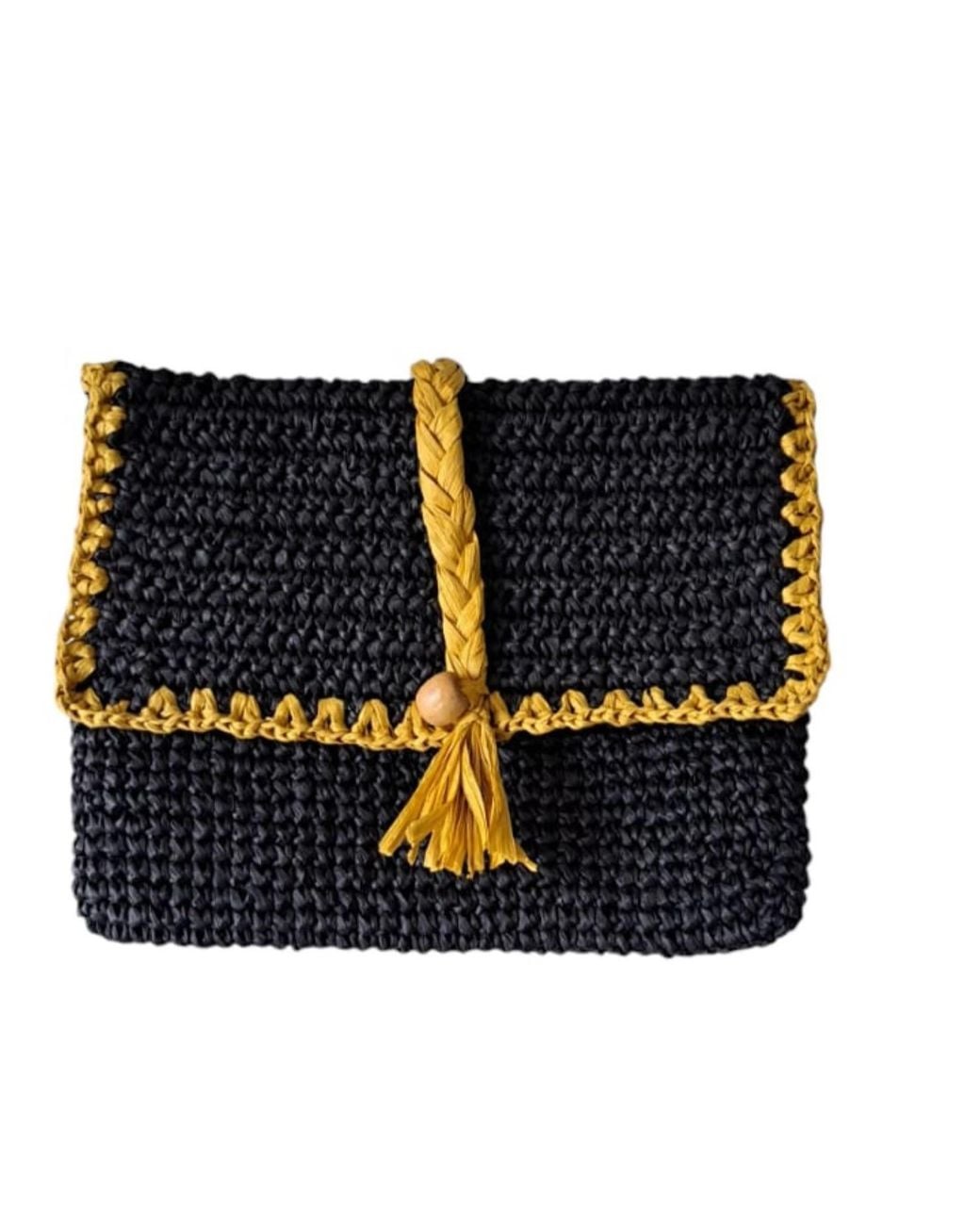 Springmoonatelier Blue Raffia Clutch Handbag