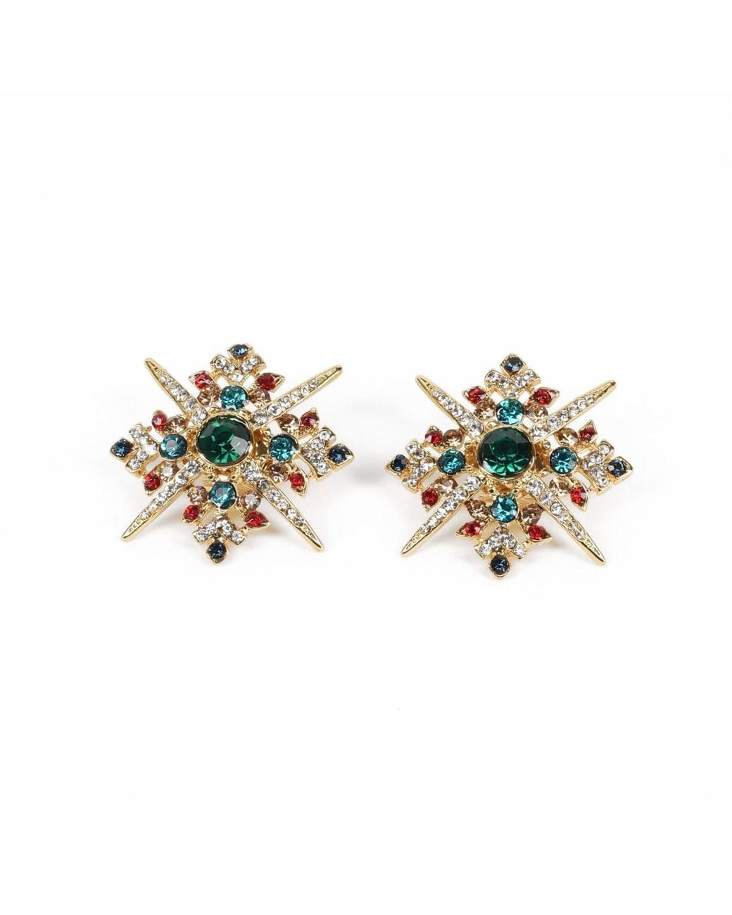 Addicted Metallic Acrux Earrings Plated With Crystals