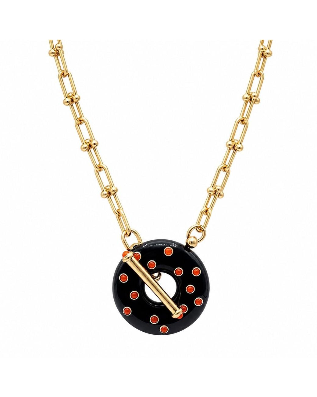 Michael Nash Jewelry Metallic Beatrice Resin And Carnelian Toggle Necklace