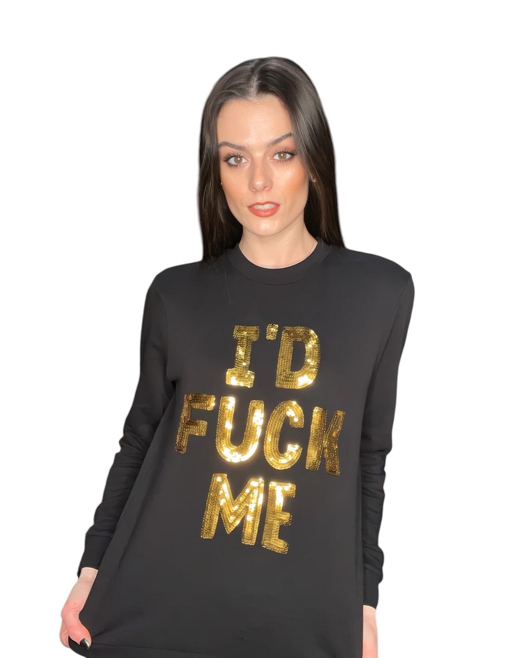 Any Old Iron Blue I'D Fuck Me Sequin Sweatshirt