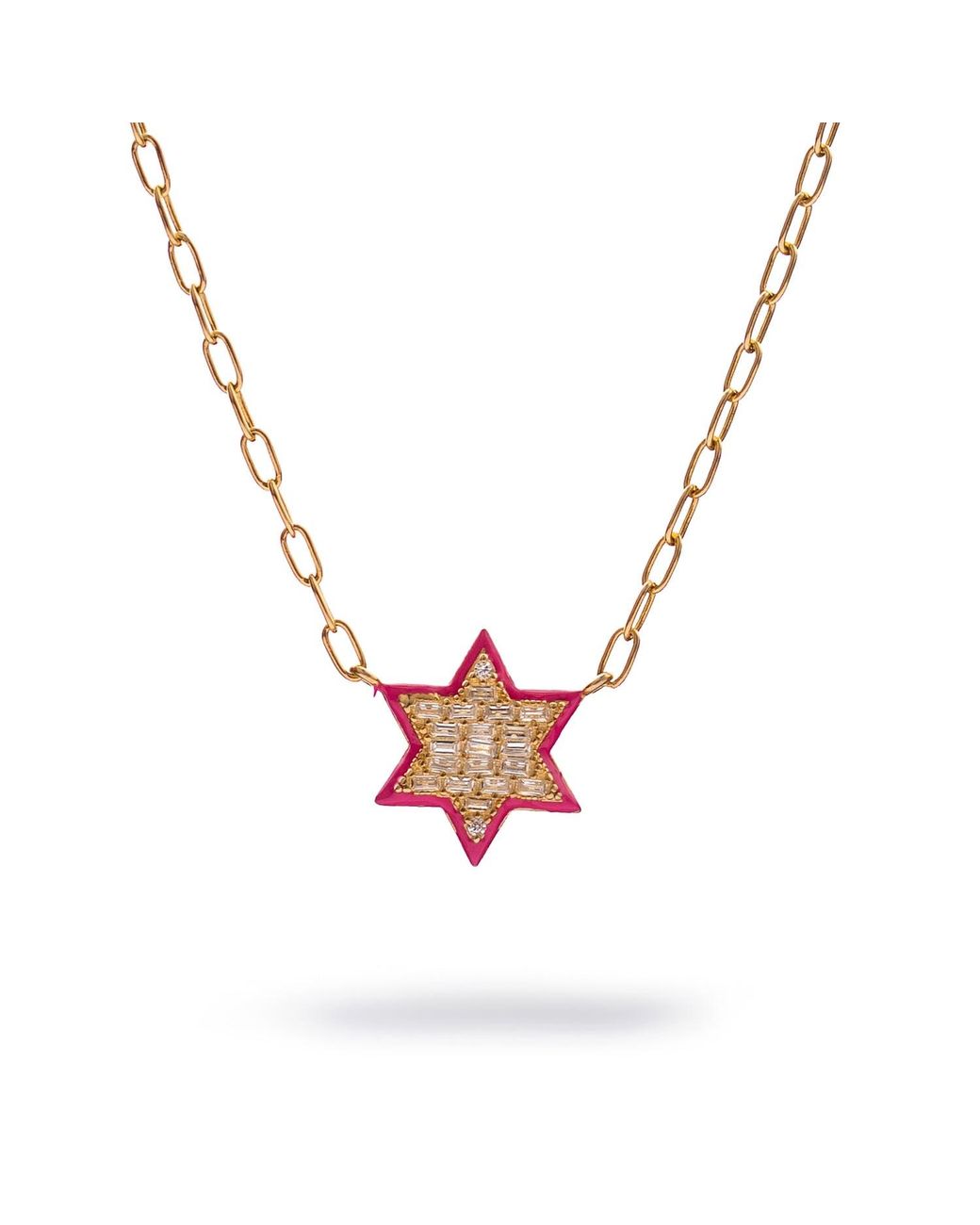 Ebru Jewelry Metallic Divine Star Of David Enamel Necklace