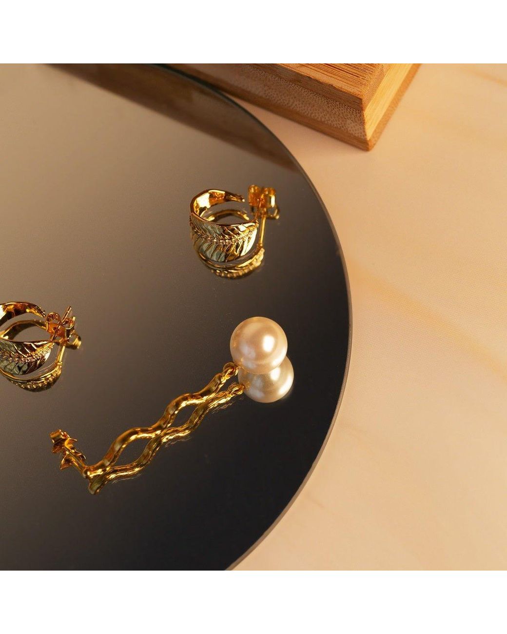 With Love Darling Metallic Ashok Leaf Earrings