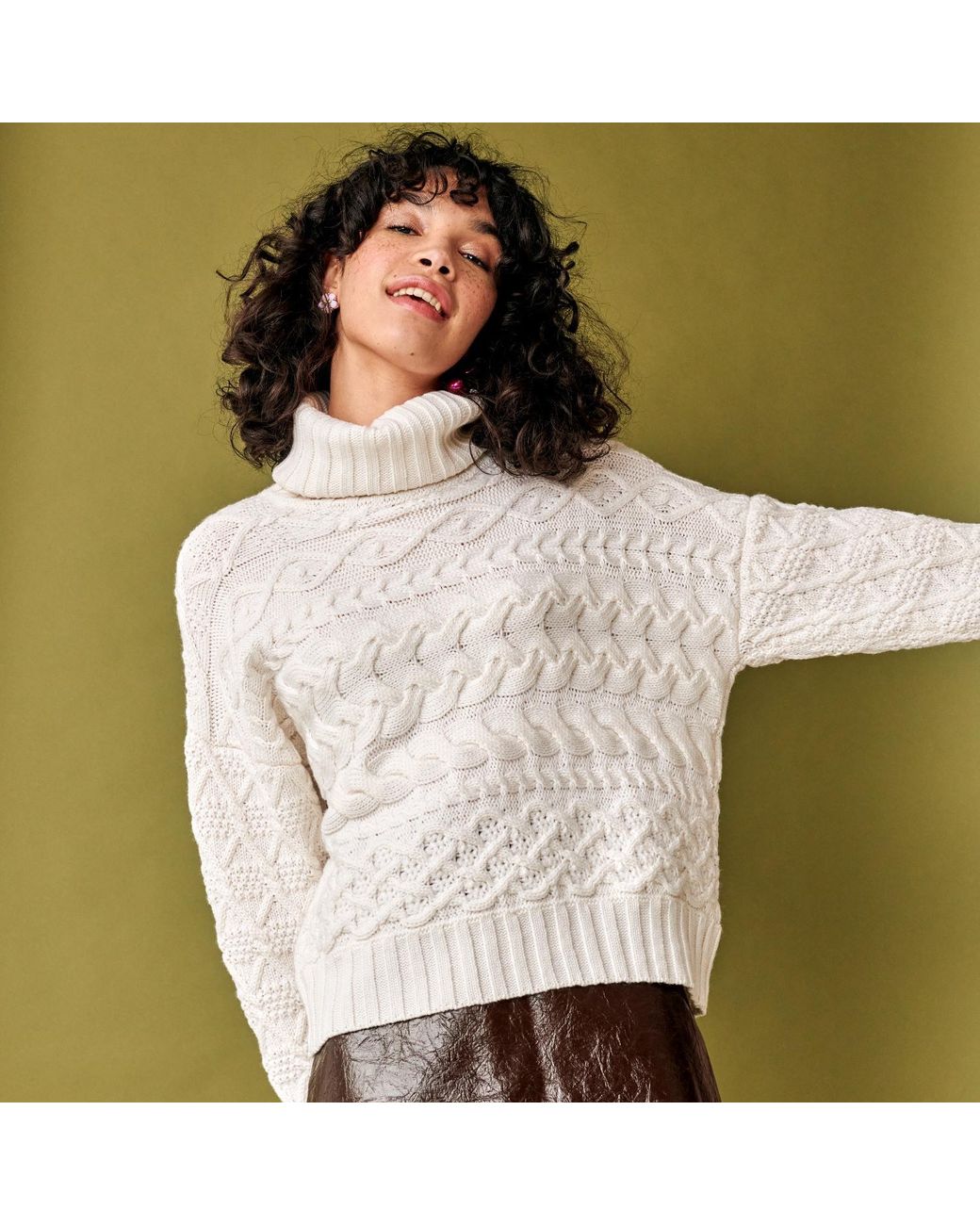 Gigi Knitwear White Cable Sweater
