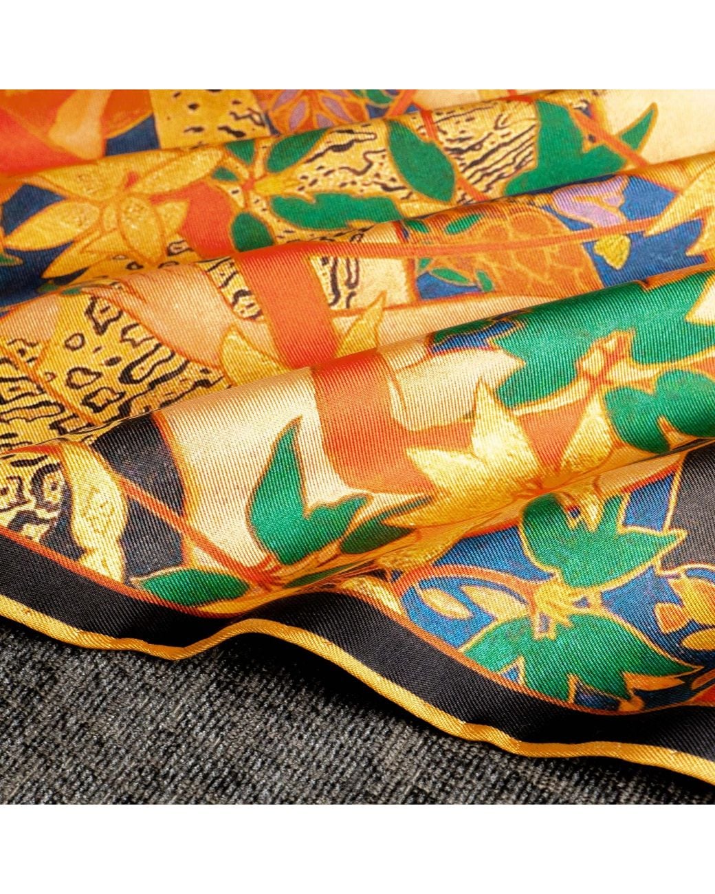 Otway & Orford Multicolor 'The Hunt' Silk Pocket Square for men