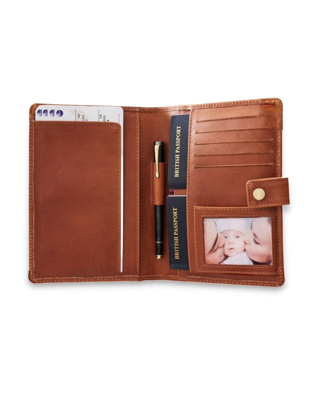 VIDA VIDA Brown Multi Passport Leather Travel Wallet