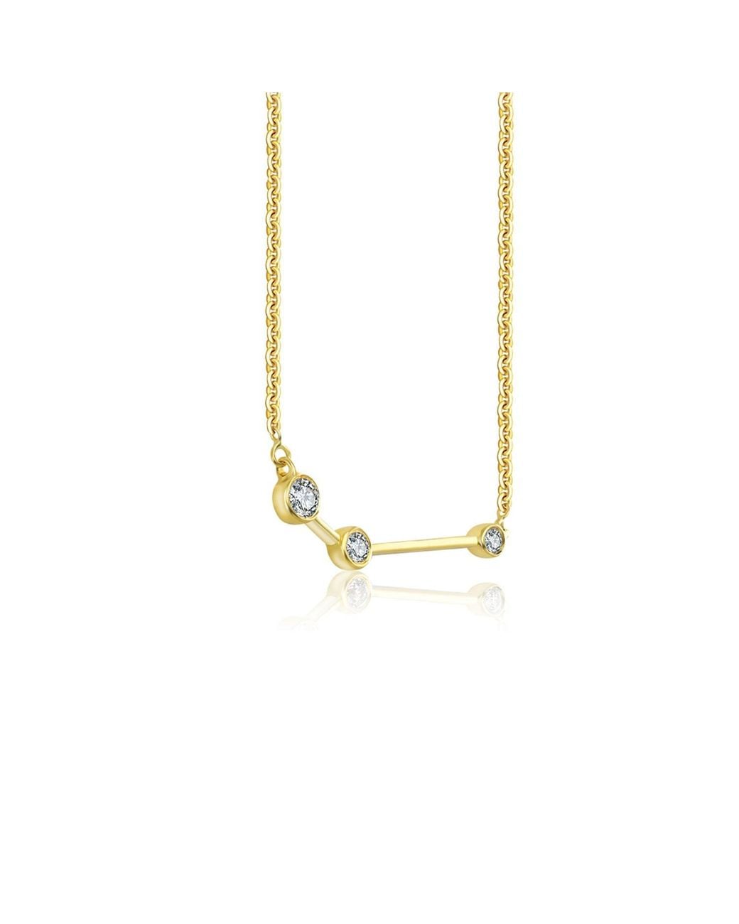 Genevieve Collection Metallic Aries Zodiac Constellation Necklace 18K & Diamond