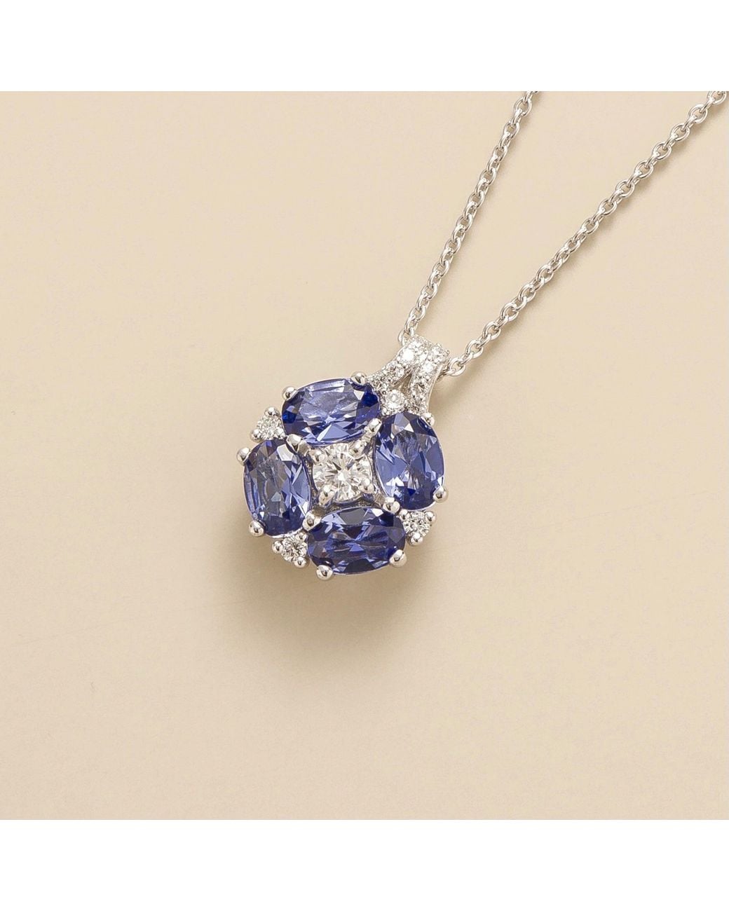 Juvetti Blue Pristi Necklace Ceylon Sapphires & Diamonds