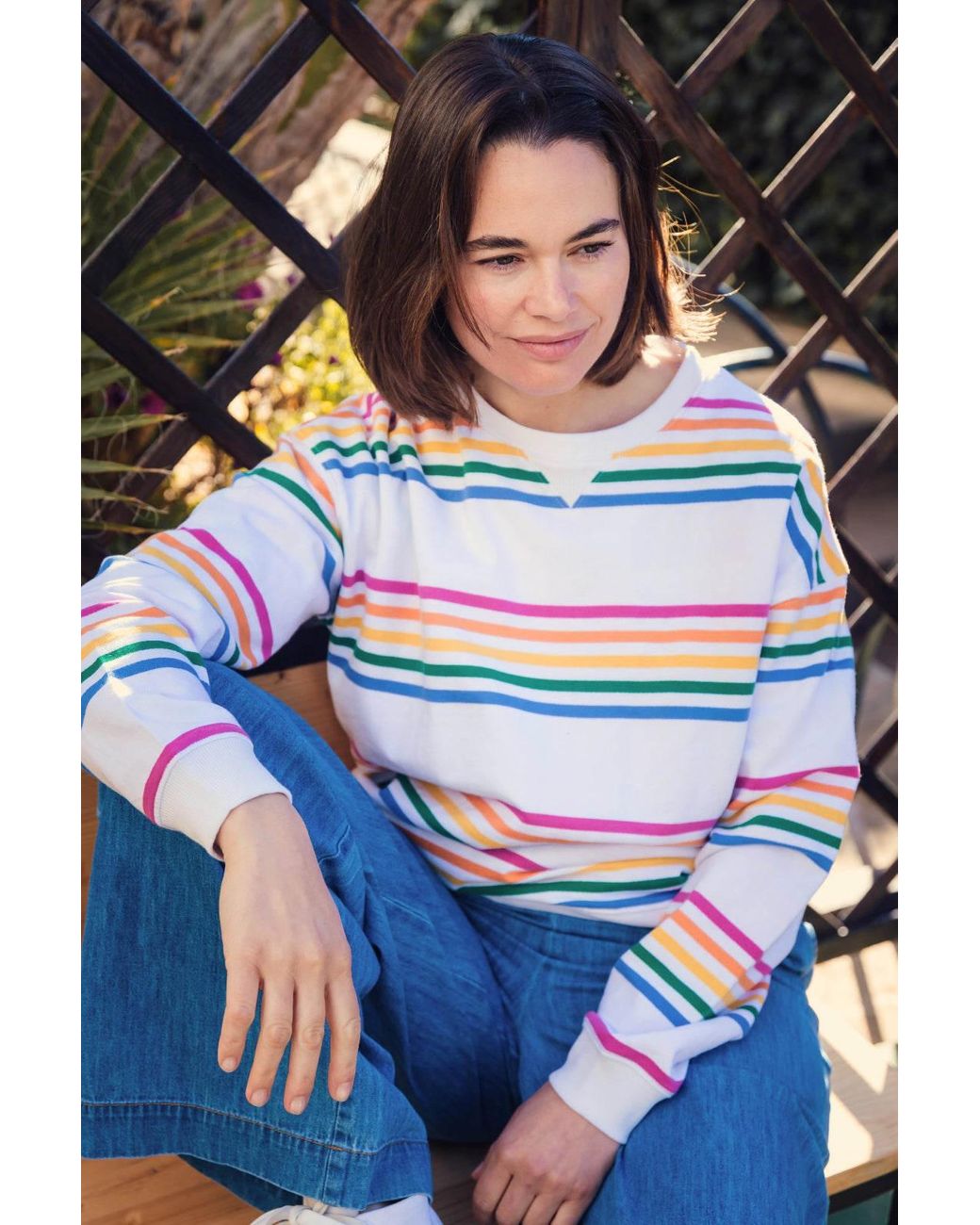 Sugarhill White Lucia Sweatshirt Off- Multi, Stripes