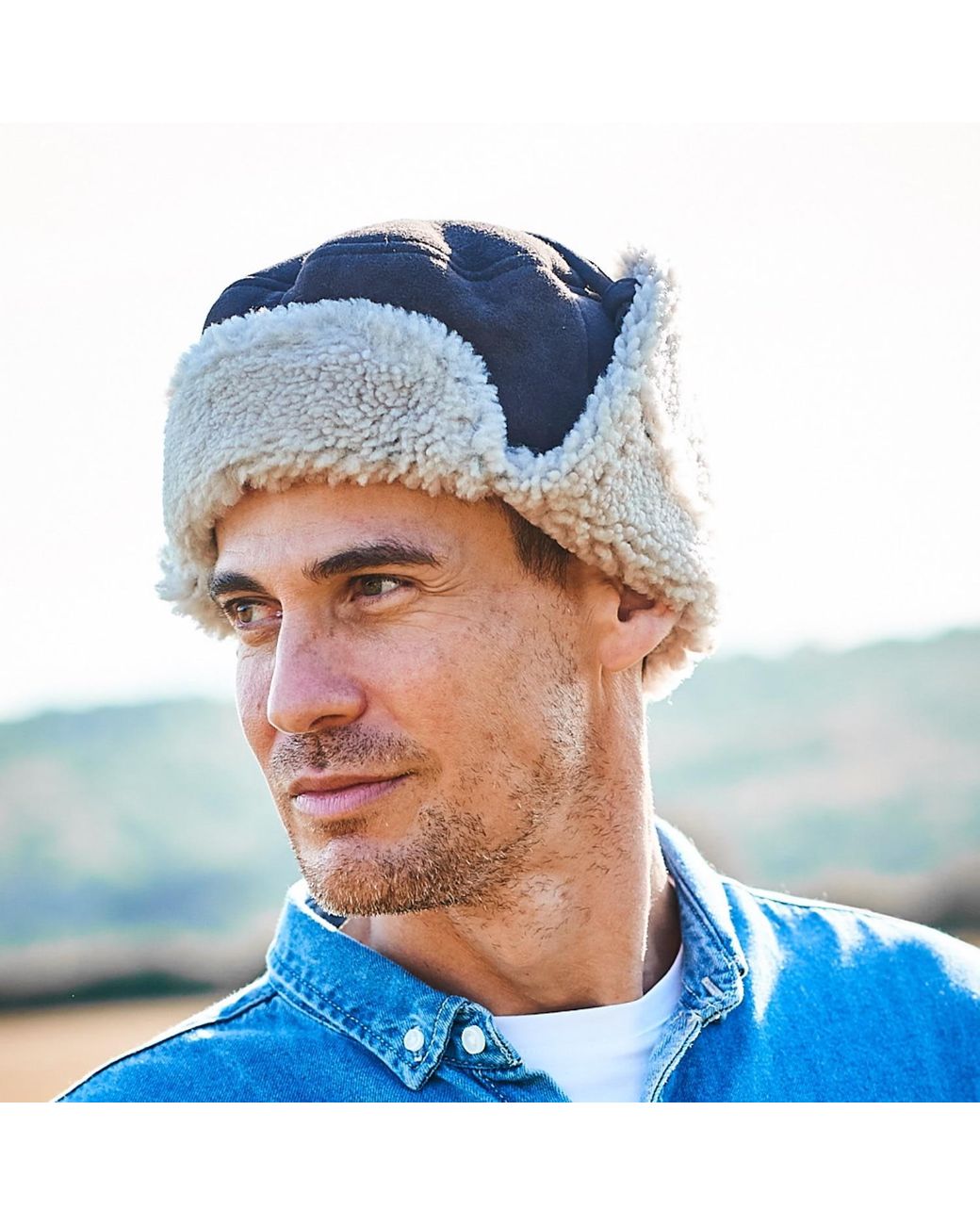 Owen Barry Gray Sheepskin Trapper Kimbo Cream Garth for men