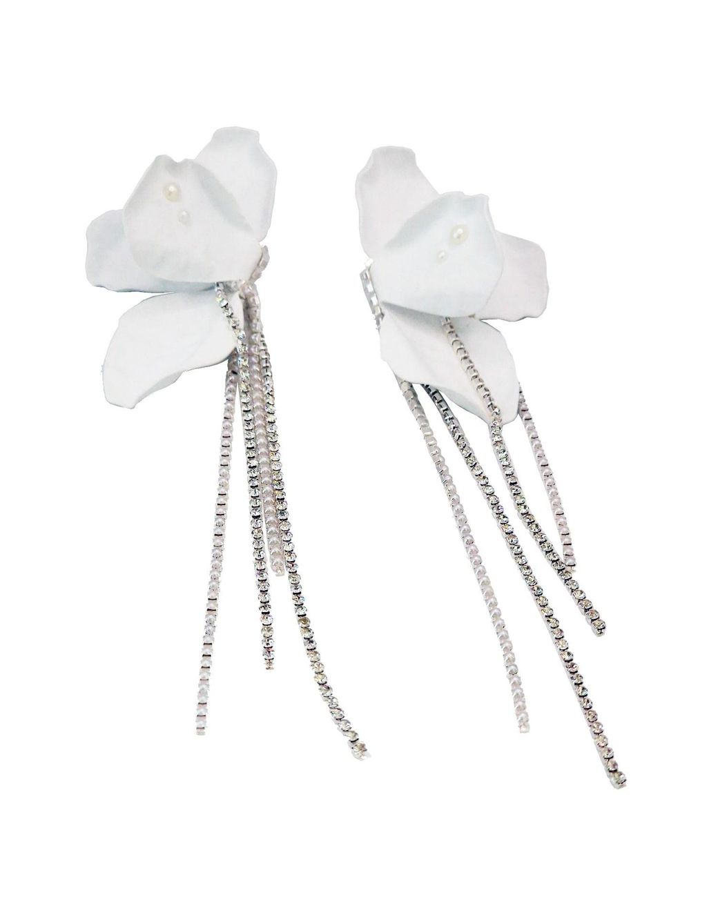 Laura Daili White Orchid Statement Earrings