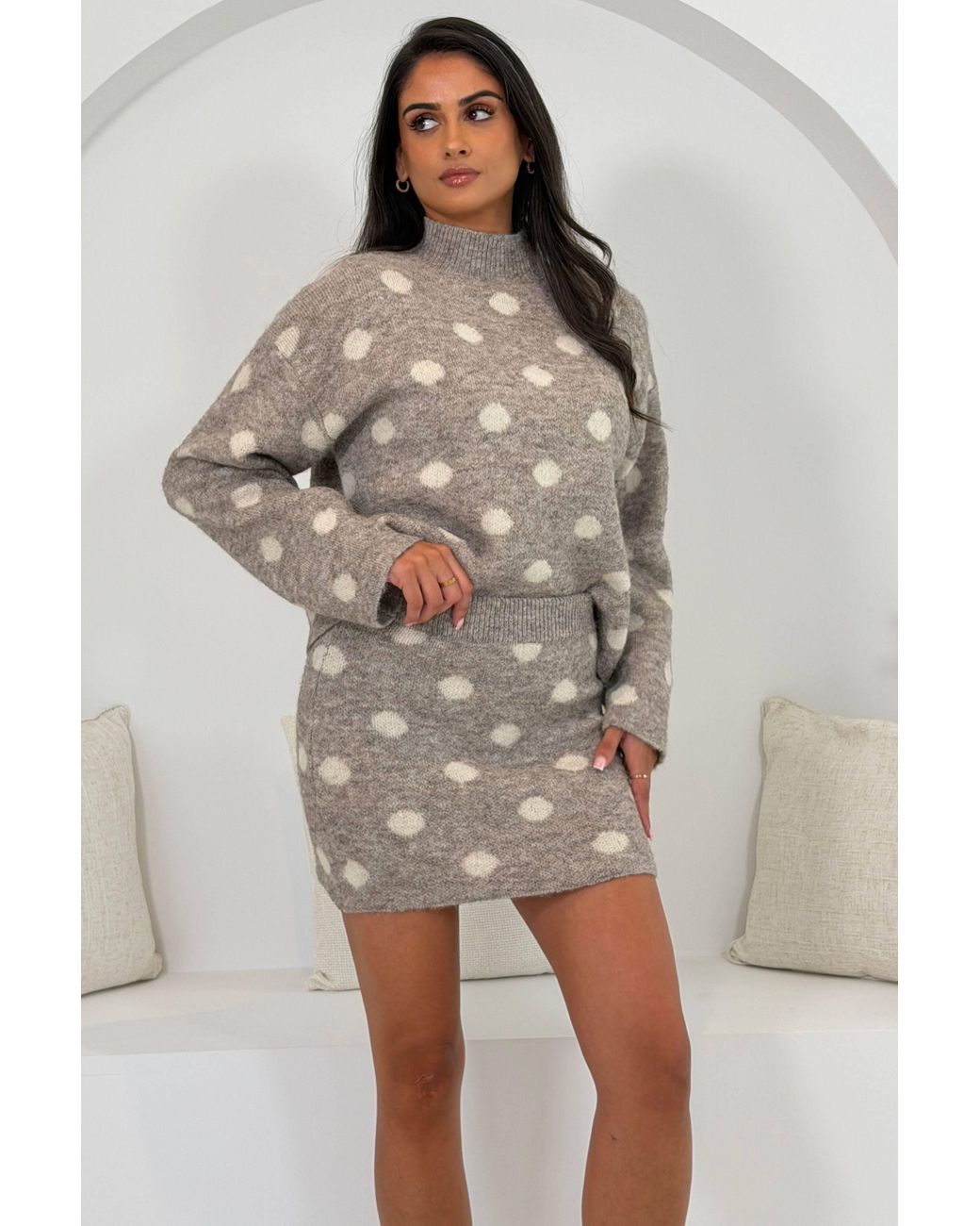 Girl In Mind Natural Immie Polka Knit Jumper Marl