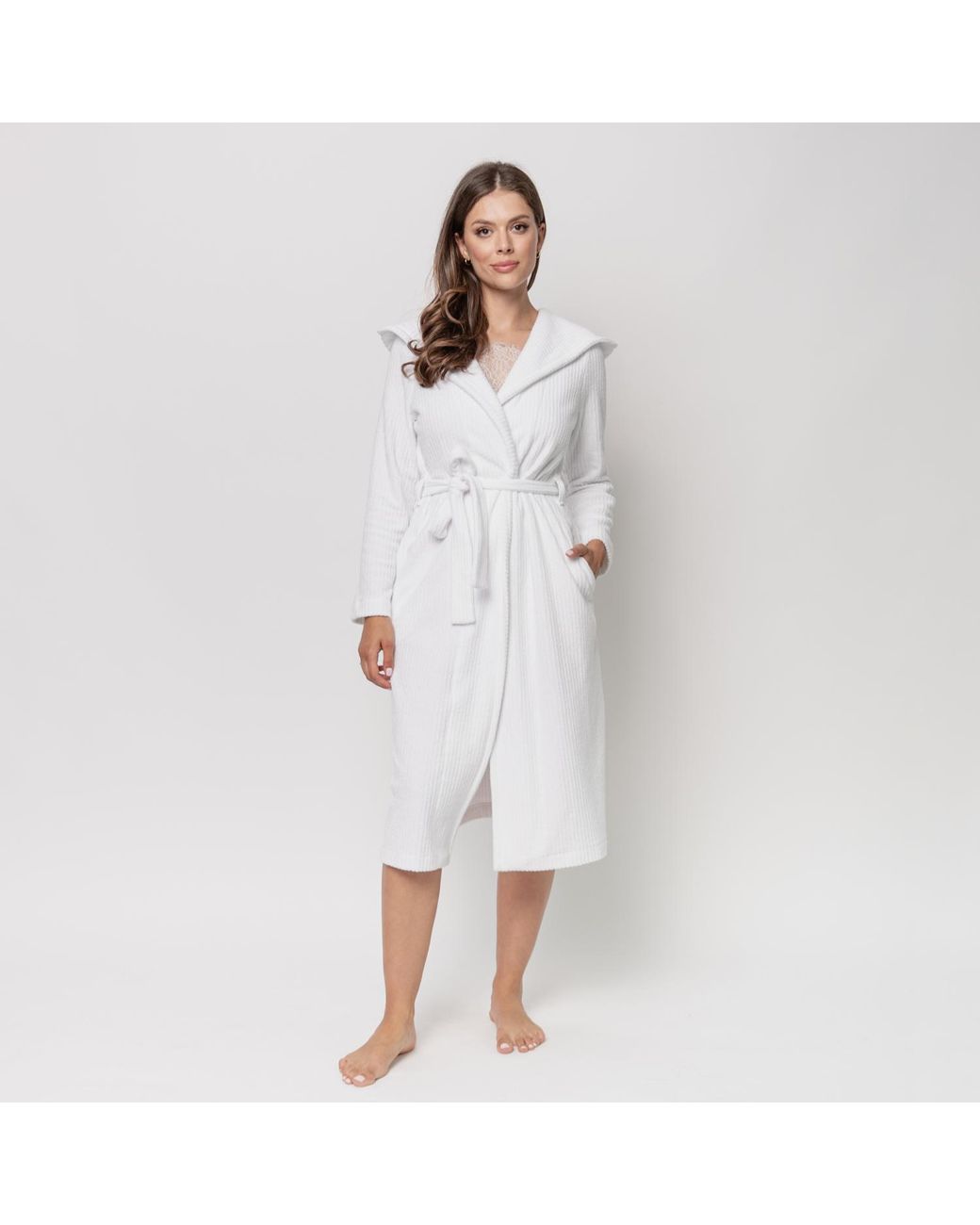 Oh!Zuza White Soft Dressing Gown With Hood